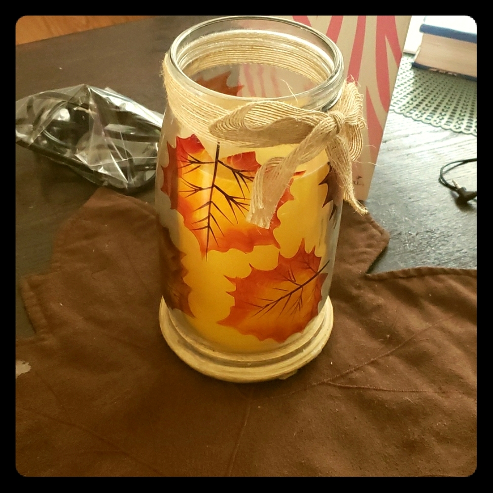 Pink Zebra Harvest Leaves Mason jar & free Sprnkls